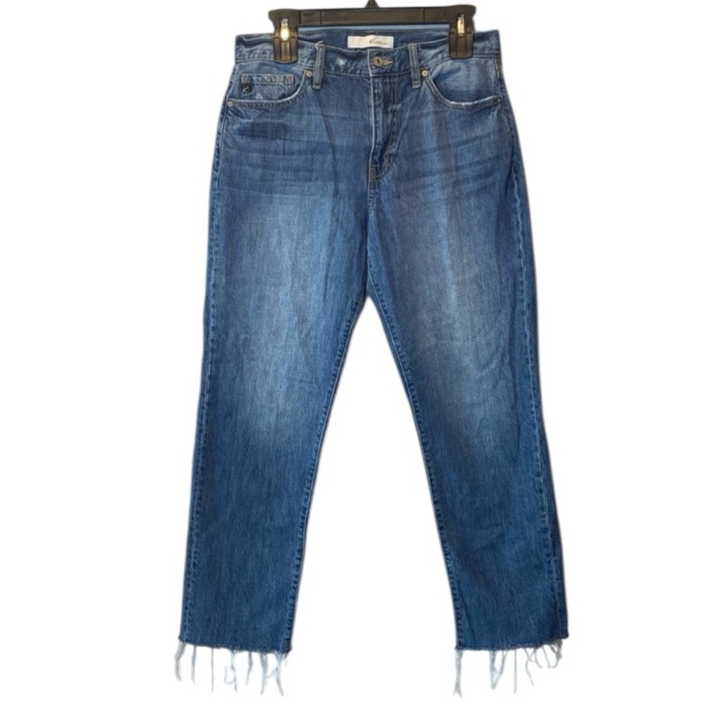 KanCan Jeans Women’s 28 Blue 100% Cotton Rigid Denim Raw Hem Cropped High Rise